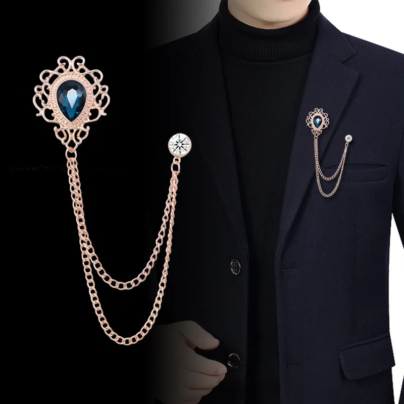Men Accessories For Suit - New Vintage Tassel Chain Rhinestone Crystal