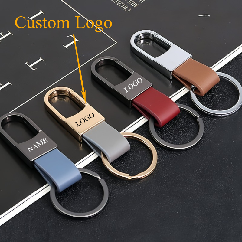 Men Accessories Logo - Fashion Leather Keychains Custom Logo Name