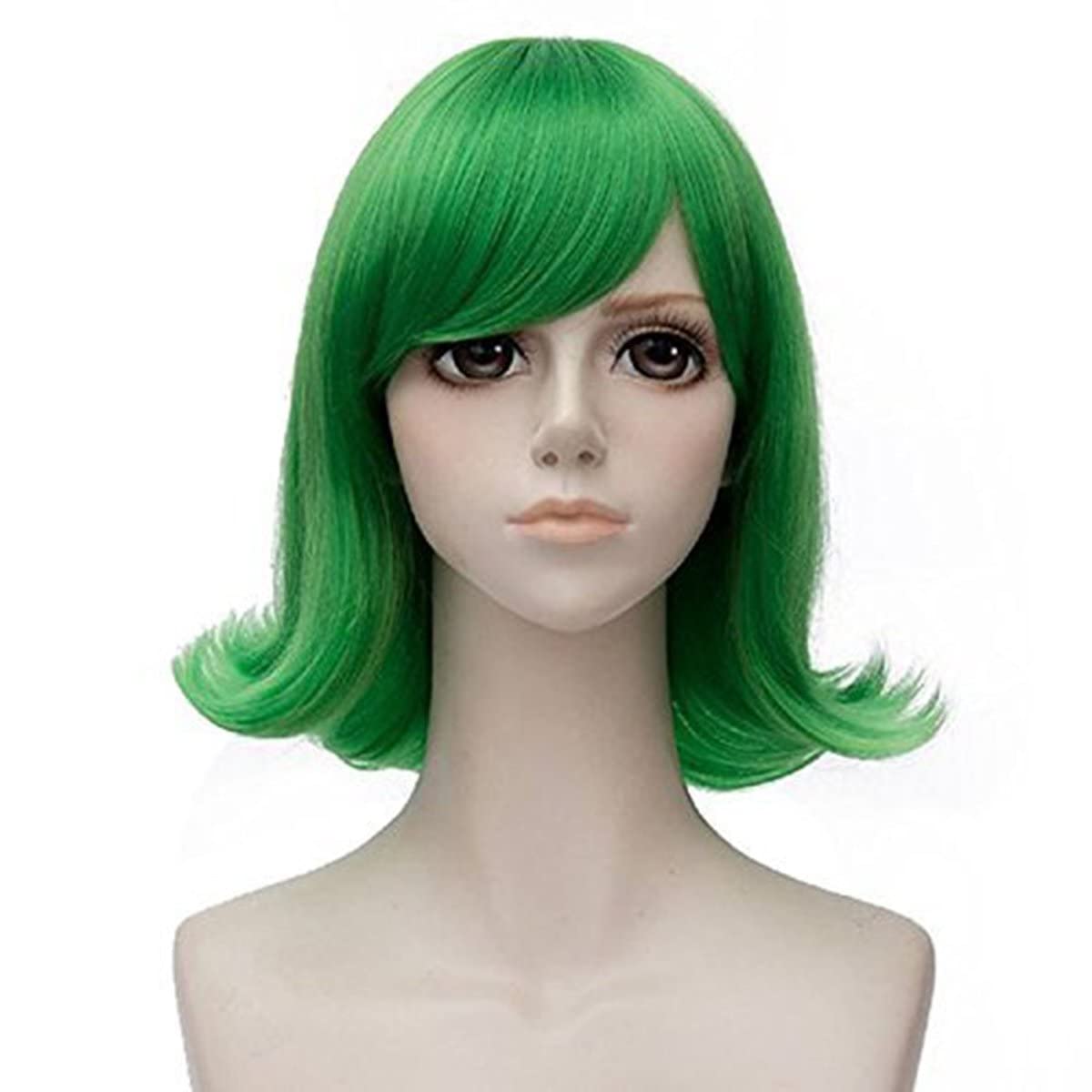Men'S Vegan Accessories - Short Green Wavy Cosplay Wigs Green