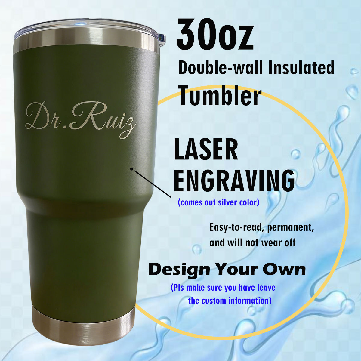 Custom Personalized 30 oz Vacu - Flask Stainless Steel 评论和价格