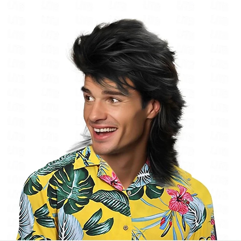 Men Black Synthetic Hair Mulle - Men'S Accessories In The 80S 评论和价格