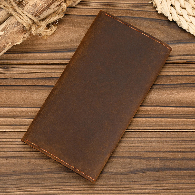 Men's Crazy Horse Leather Long - Coin Holder Men 评论和价格