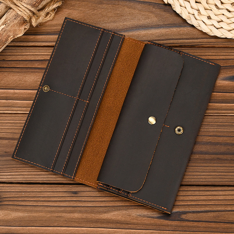 Men's Crazy Horse Leather Long - Coin Holder Men 评论和价格